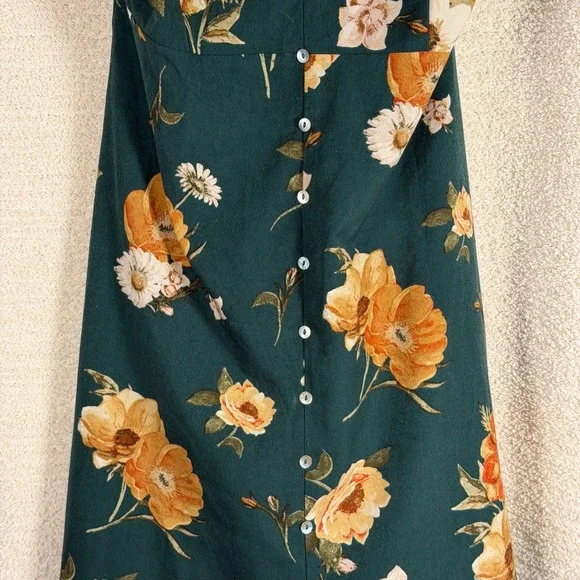 Altar'd State Mahino Green Floral Ruffle Maxi Dress Size Small - Picture 6 of 8